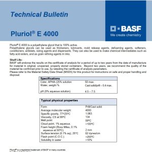 POLYETHYLENE GLYCOL PEG 4000 (BASF PLURIOL ® E 4000)   